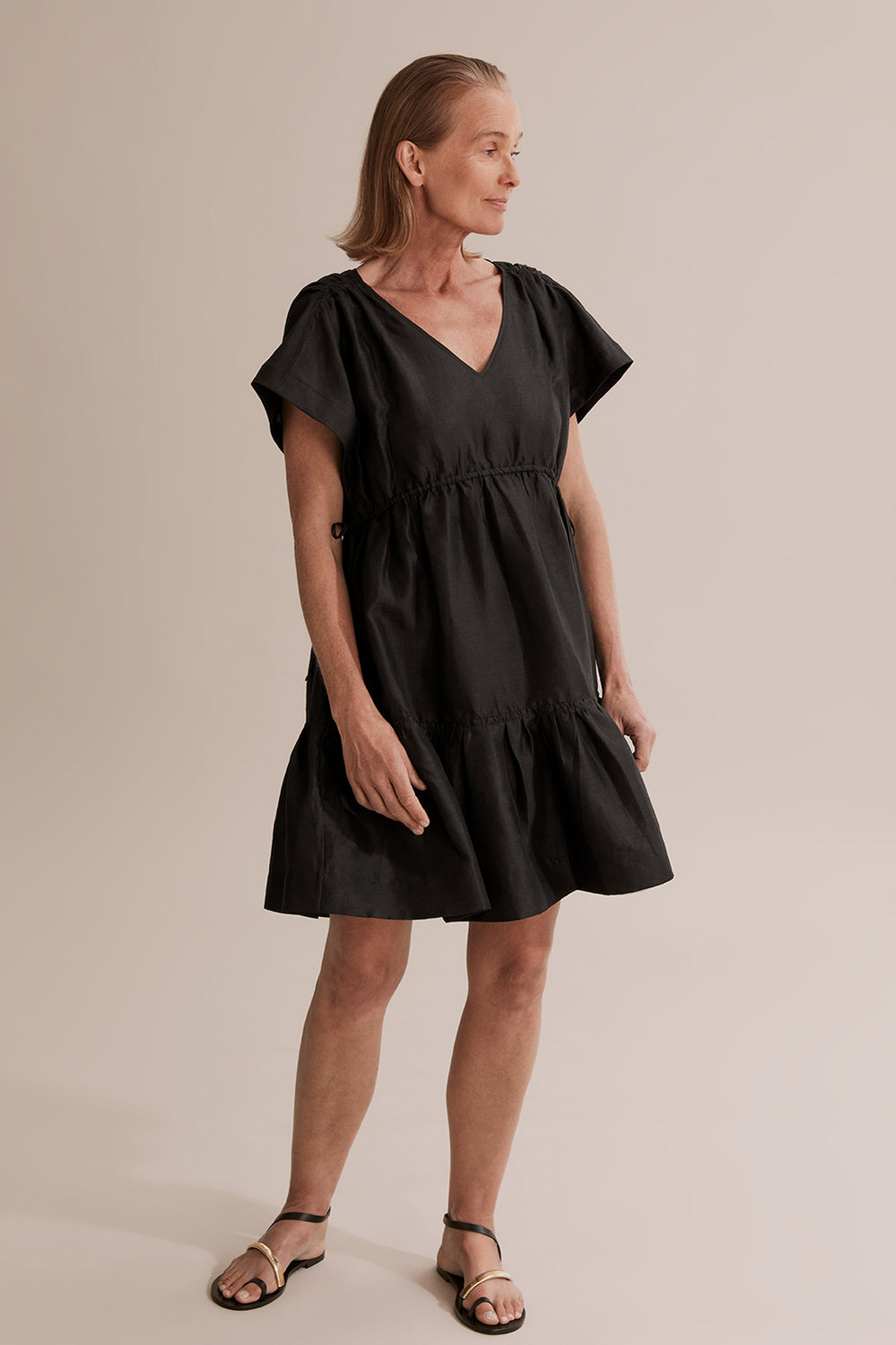 Ruched Tie Mini Dress