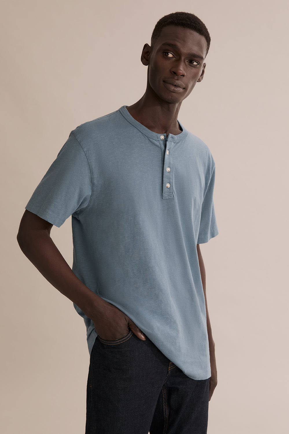 Short Sleeve Slub Henley