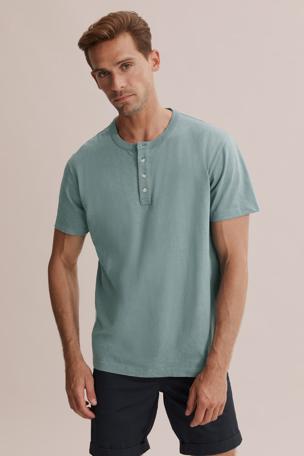 Short Sleeve Slub Henley