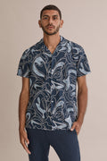 Short Sleeve Regular Fit Revere Linear Shirt