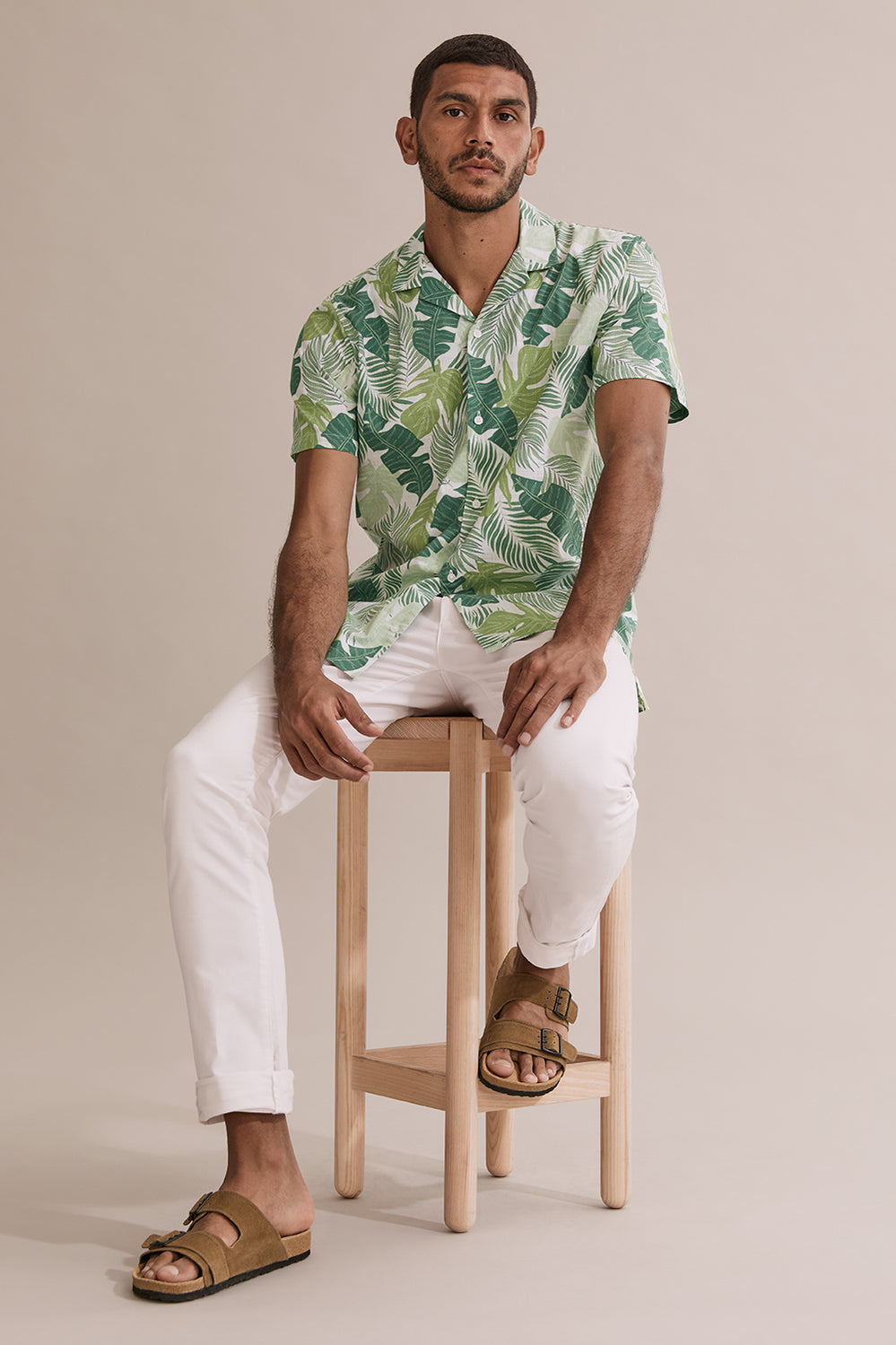 Short Sleeve Regular Fit Revere Leaf Shirt