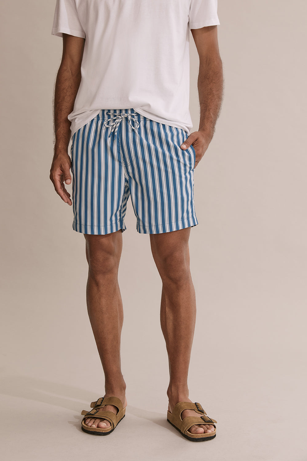 Polyester Stripe Swim Short