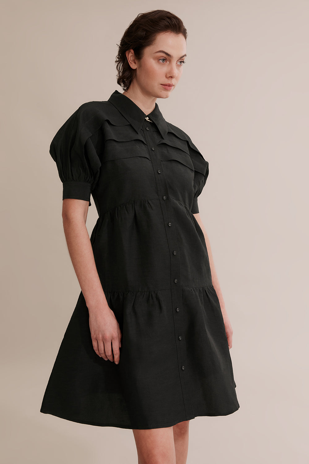 Pleat Detail Mini Dress