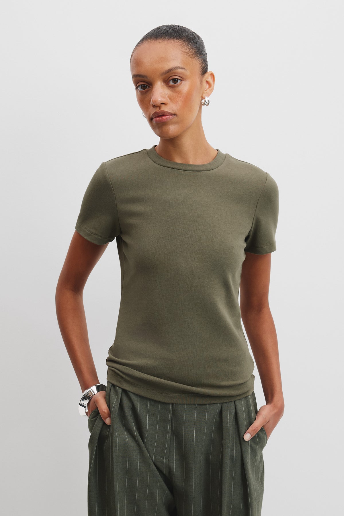Australian Cotton Blend Fitted T-Shirt