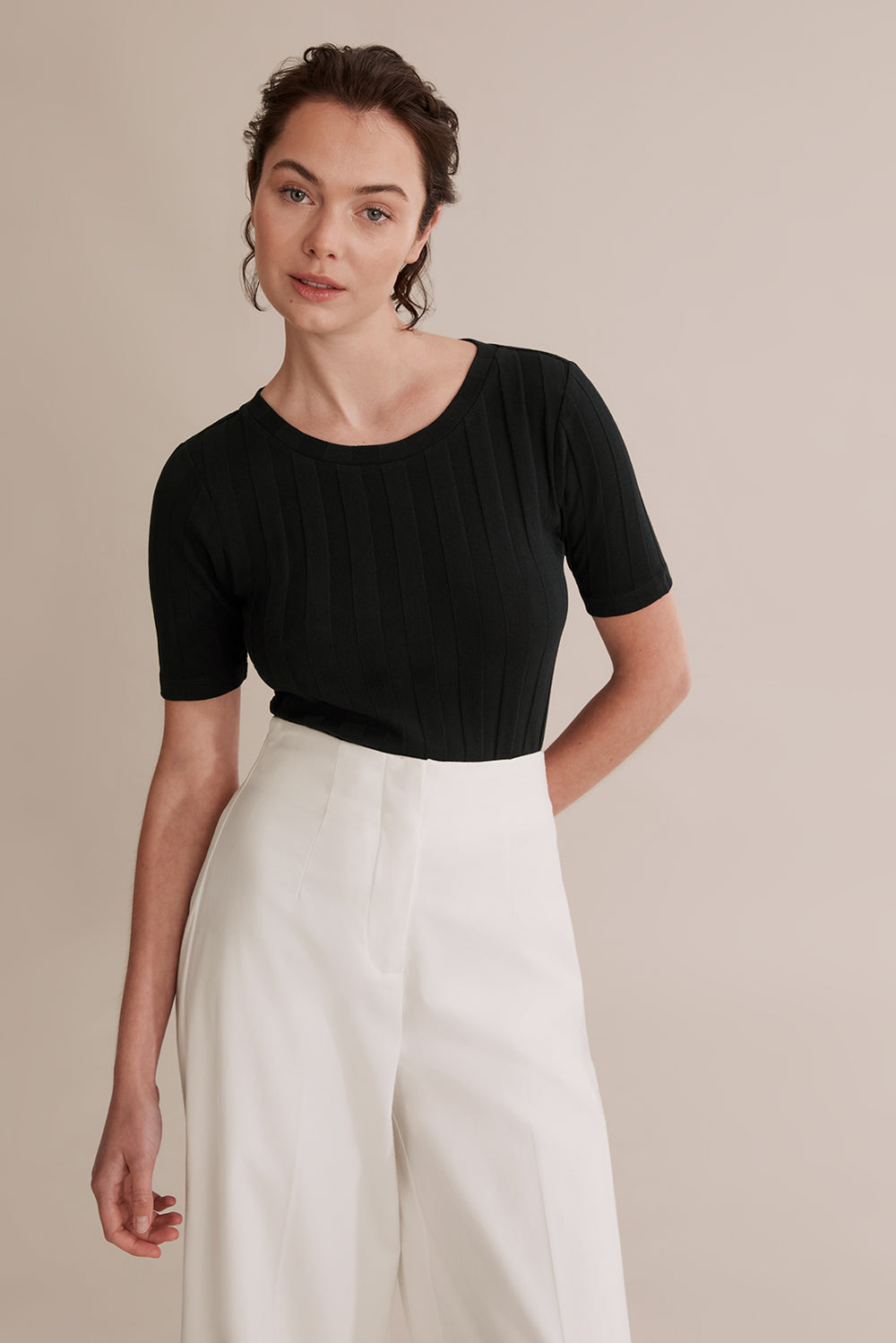 Short Sleeve Self Stripe T-Shirt