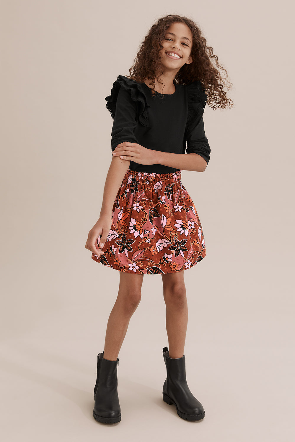 Cotton Slub Frill T-Shirt
