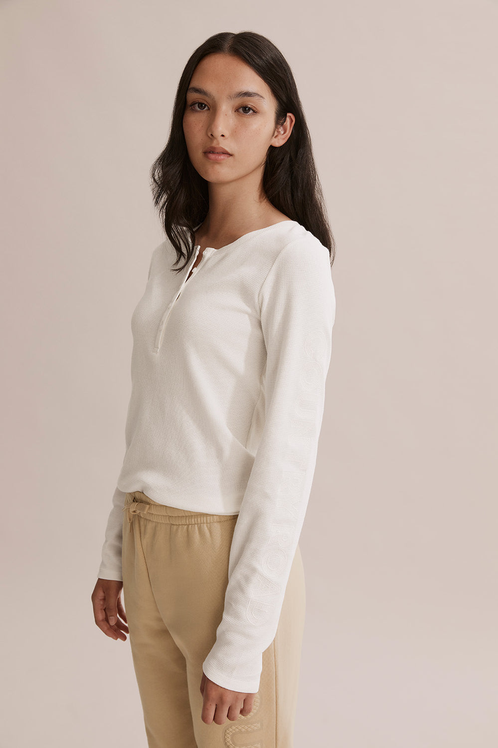 Teen Cotton Textured Logo Henley