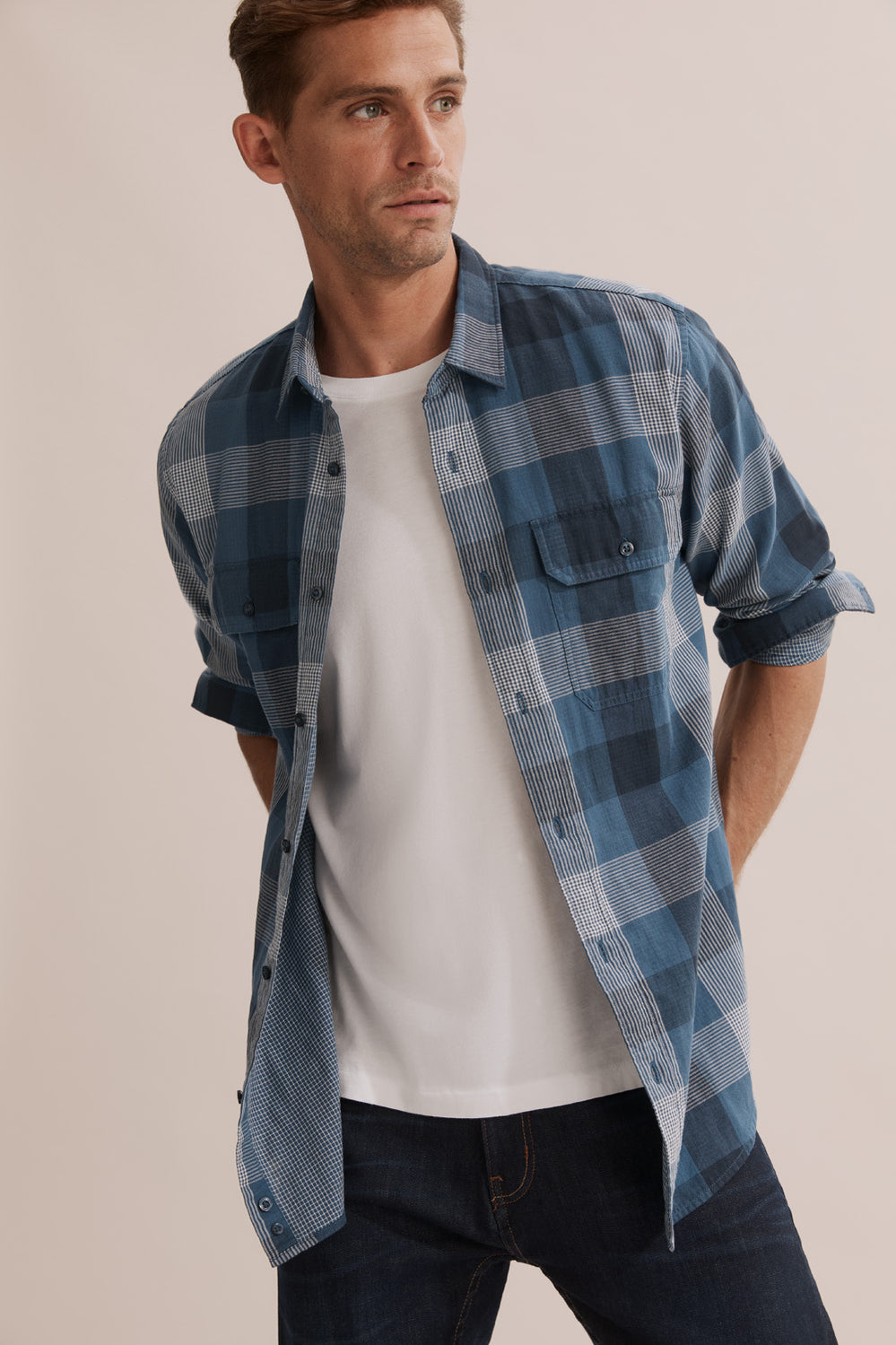 Regular Fit Double Cloth Brushed Check Shirt
