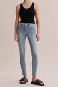 Cotton Blend Mid Rise Skinny Leg Jean