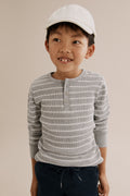 Cotton Stripe Waffle Henley