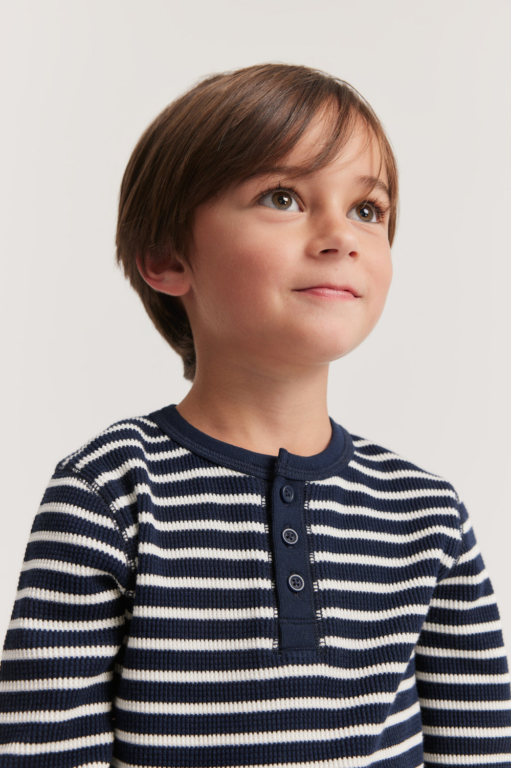 Cotton Stripe Waffle Henley