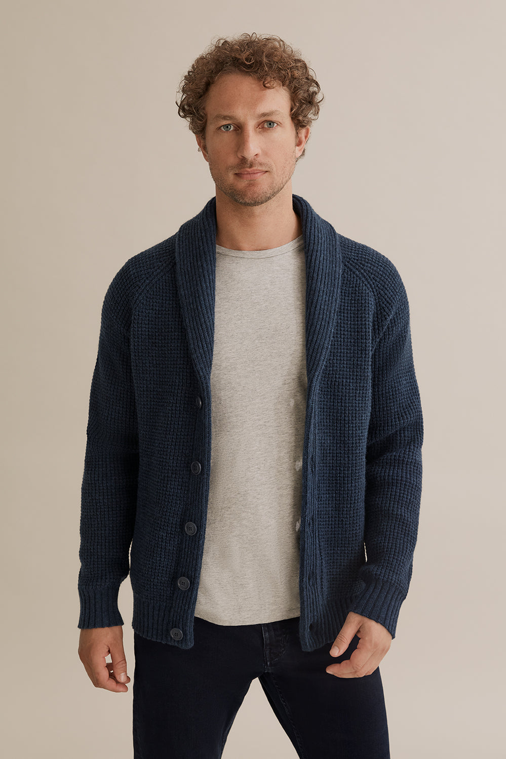 Lambswool Waffle Shawl Cardigan