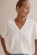 Cotton Longline Deep V-Neck T-Shirt