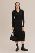 Zip Detail Rib Dress