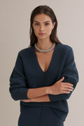 Deep V-Neck Rib Knit