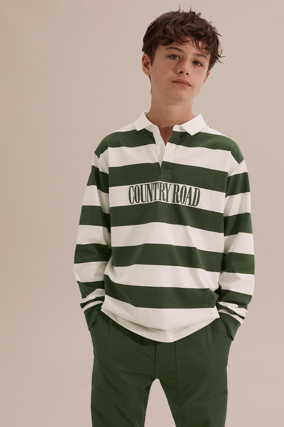 Teen Cotton Block Stripe Rugby