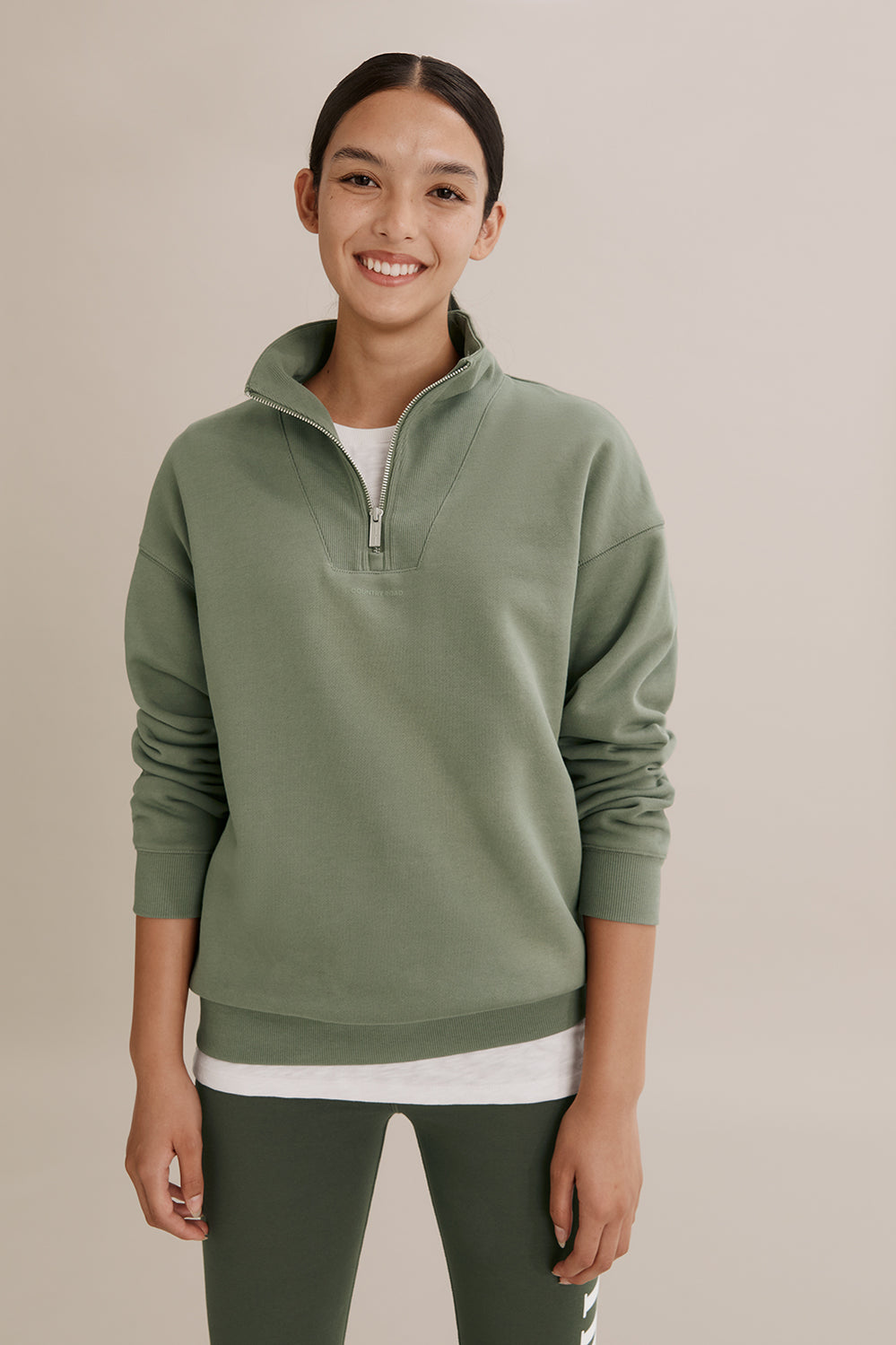 Teen Cotton Half Zip Logo Sweat