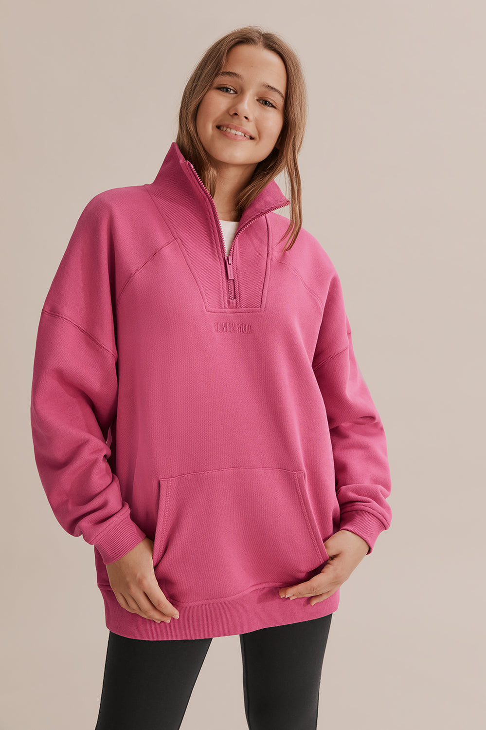 Teen Cotton Rib Detail Zip Sweat