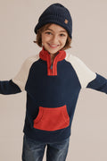 Half Zip Spliced Knit