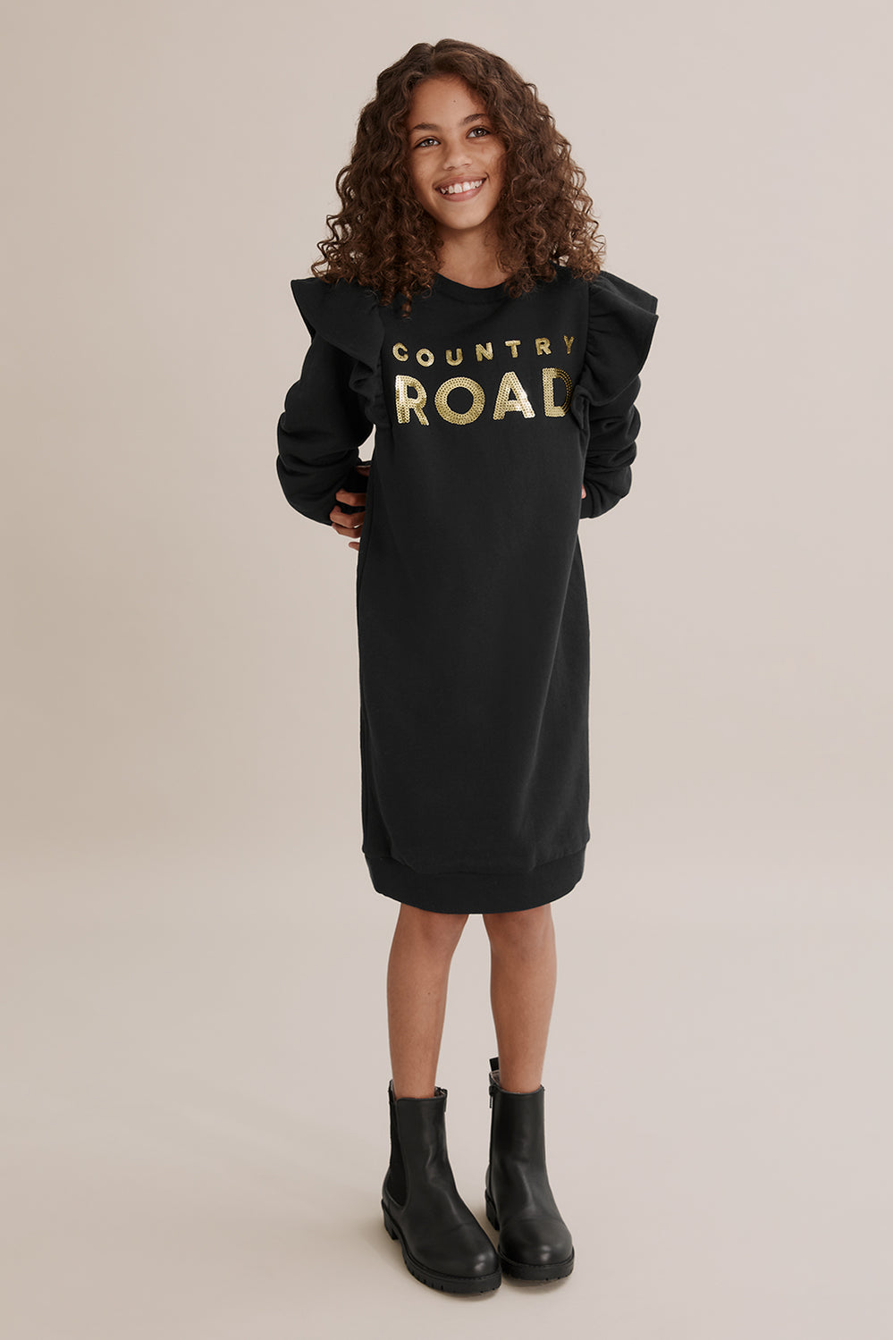 Cotton Sequin Logo Dress