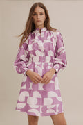 Print Button Detail Dress