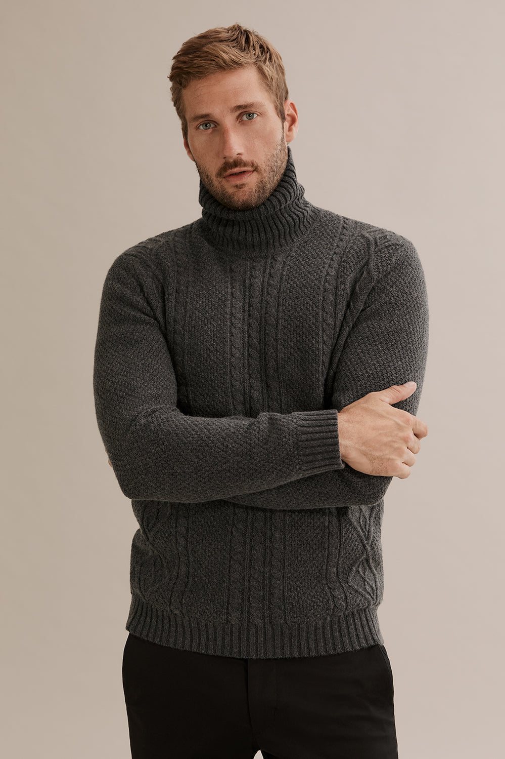 Cable Roll Neck Knit