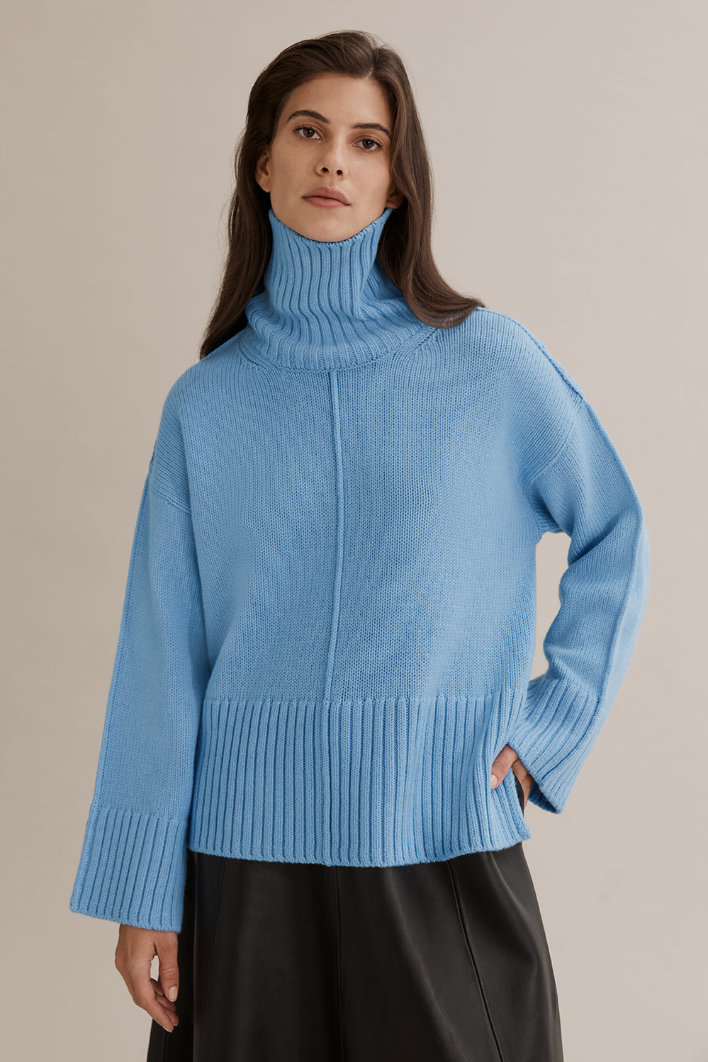 Mock Neck Rib Knit