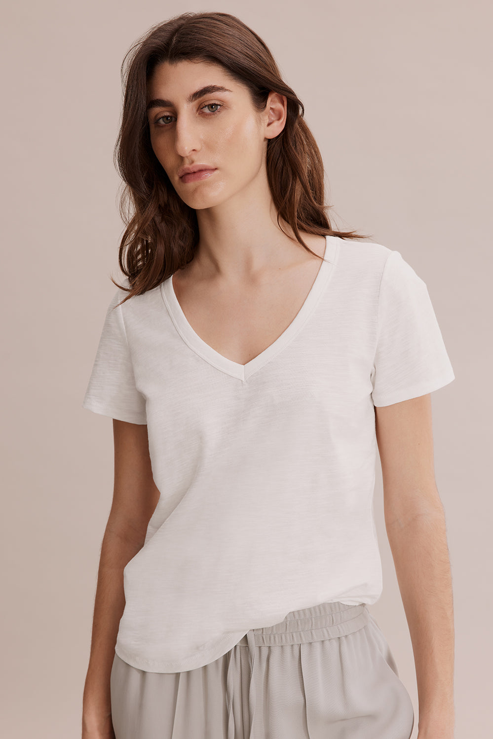 Cotton Slub V-Neck T-Shirt