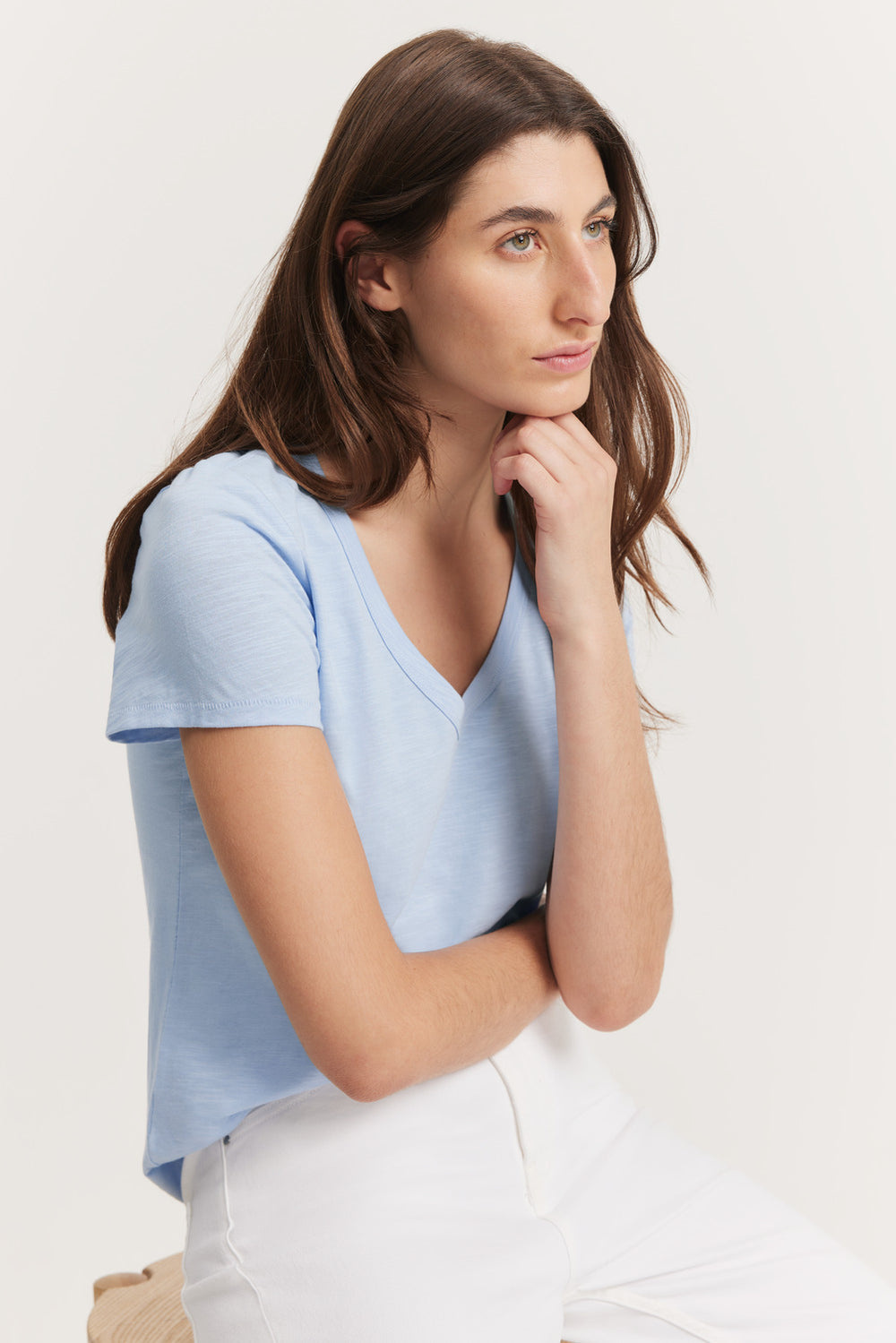 Cotton Slub V-Neck T-Shirt