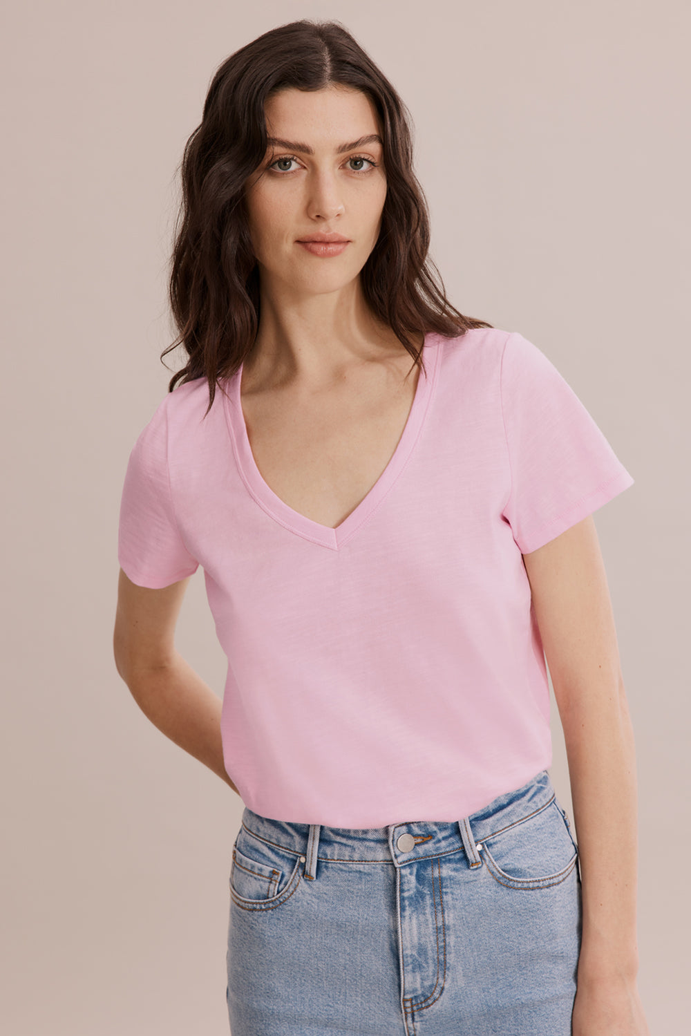Cotton Slub V-Neck T-Shirt