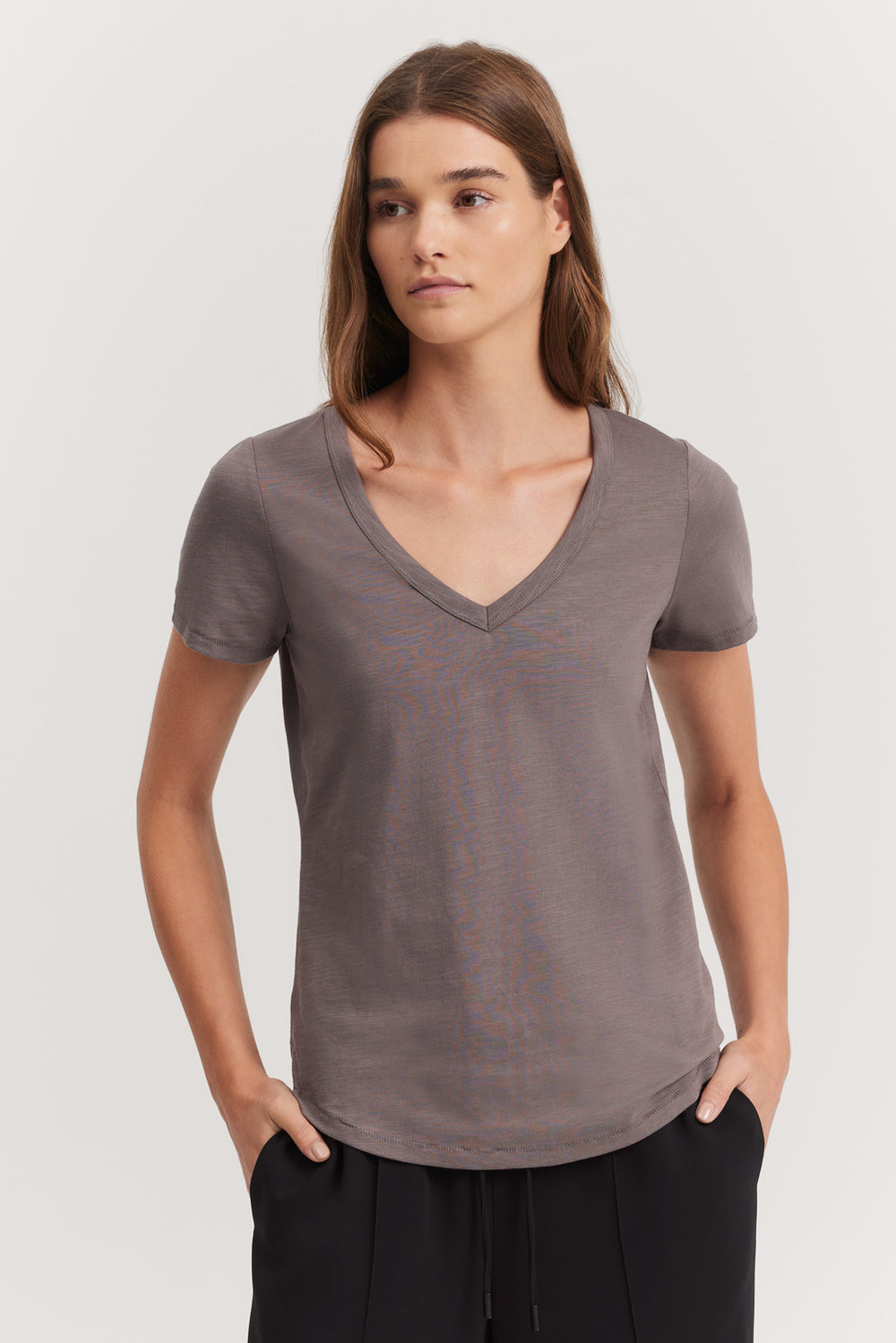 Cotton Slub V-Neck T-Shirt