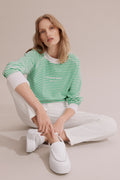 Cotton Stripe Casual Logo Sweat