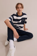 Teen Cotton Oversize Block Stripe T-Shirt