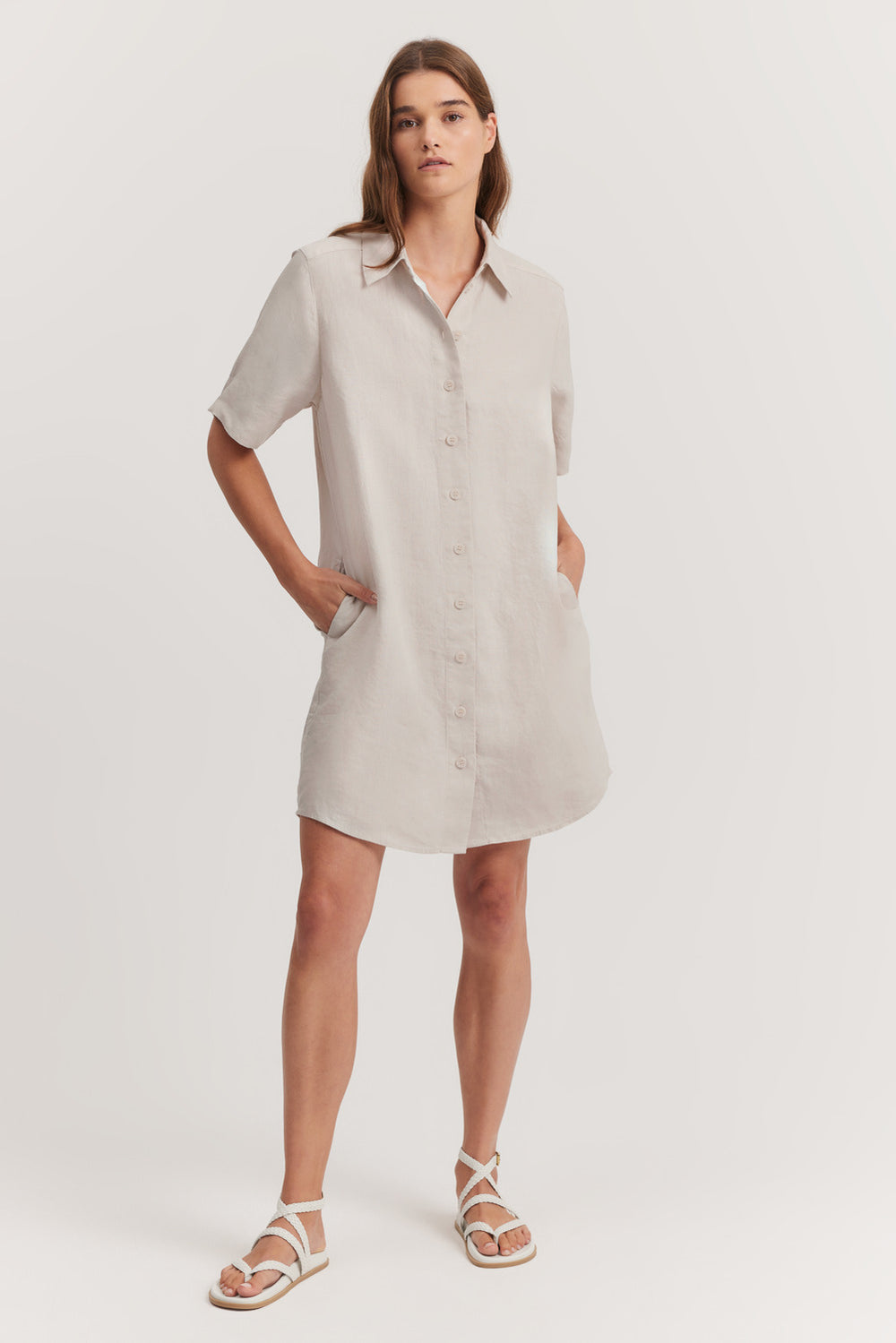 Linen Short Sleeve Linen Dress