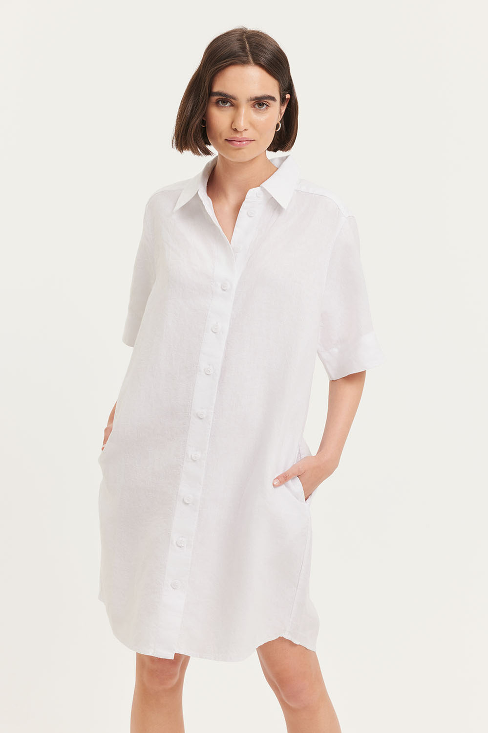 Linen Short Sleeve Linen Dress