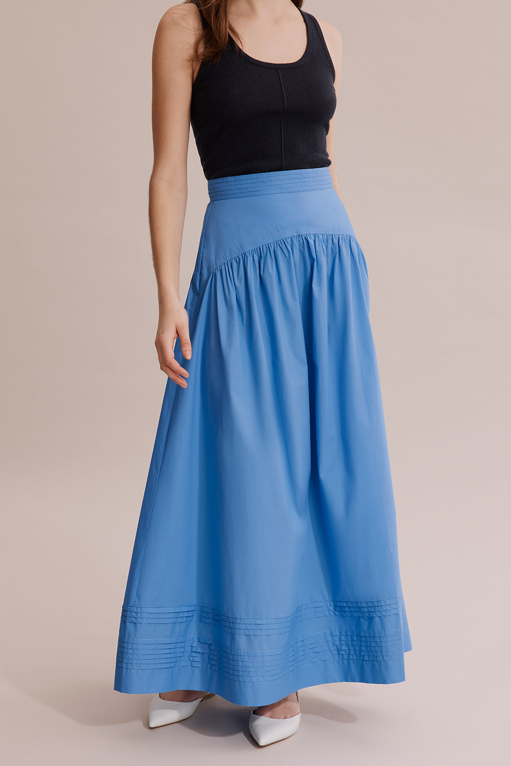 Basque Detail Maxi Skirt