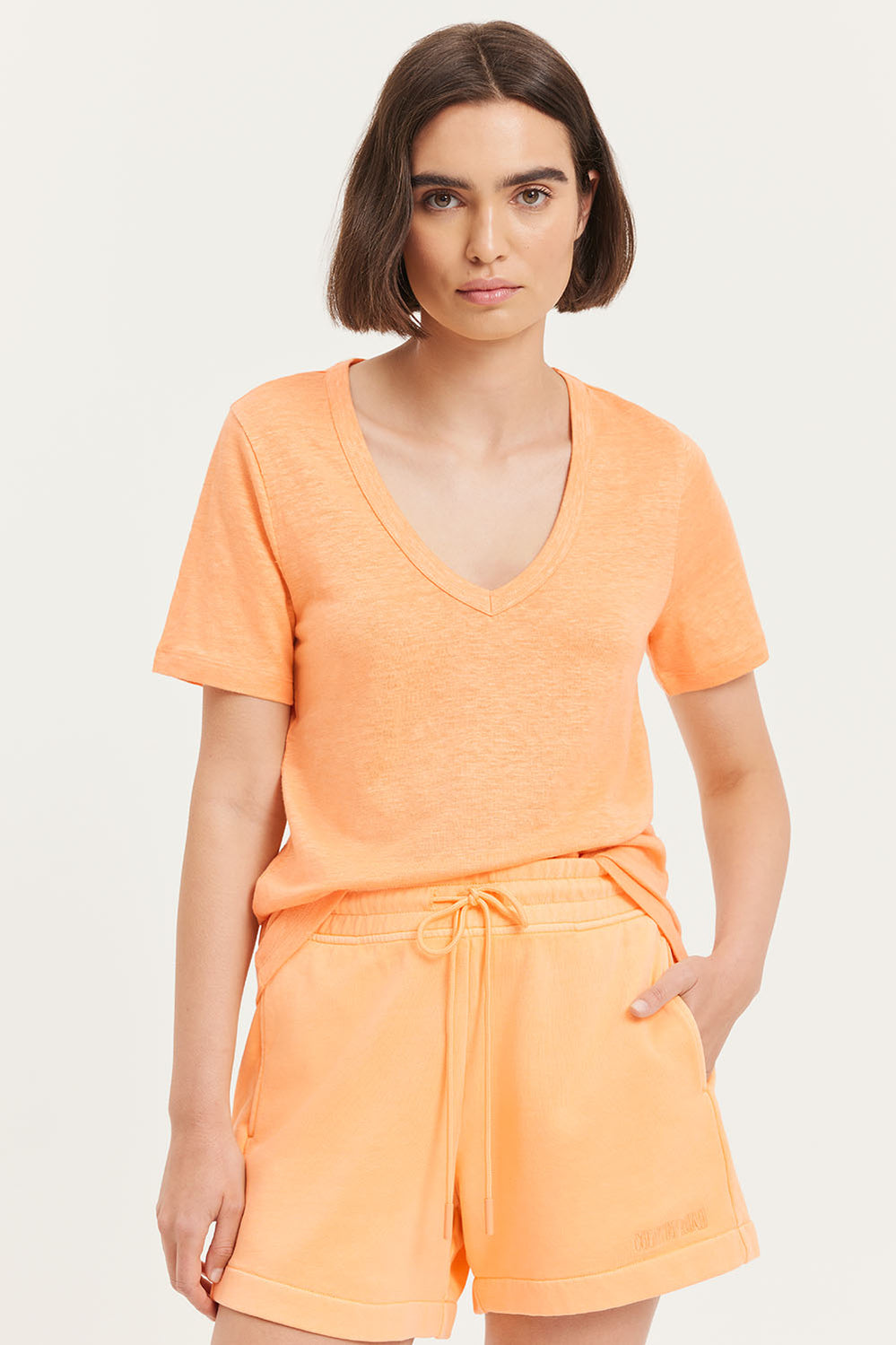 Linen Jersey V-Neck T-Shirt