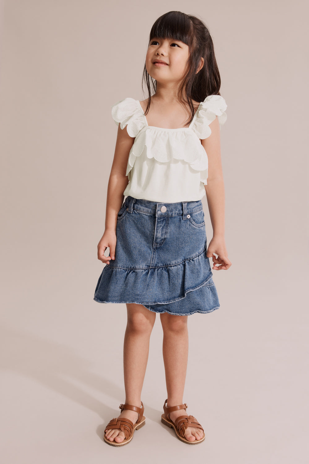 Cotton Scallop Frill Tank