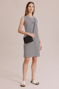 Cotton Stripe Embossed Tank Dress