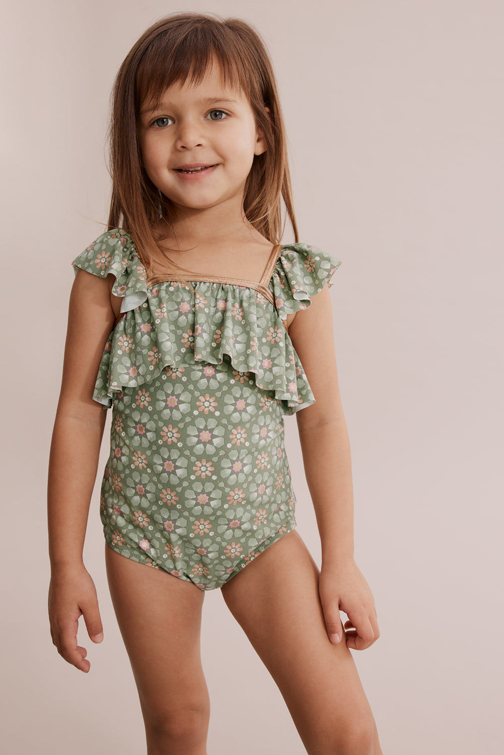Nylon Mosaic Frill Bather