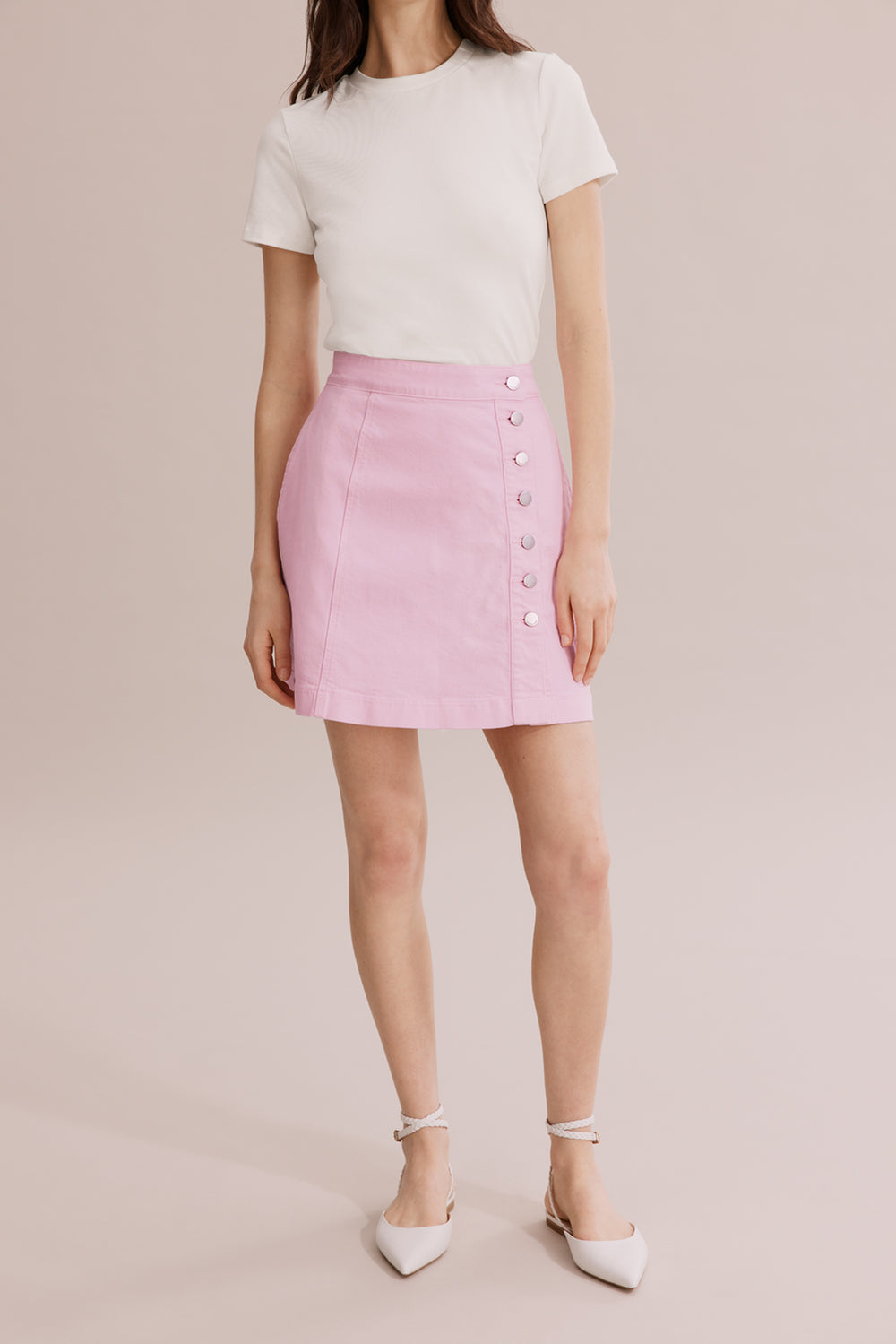 Cotton Denim Wrap Skirt