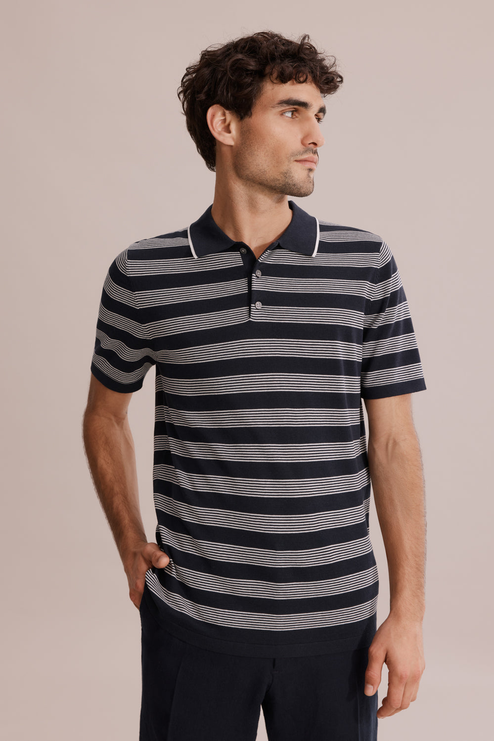 Stripe Knit Polo