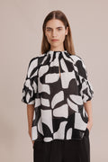 Print Tuck Detail Blouse