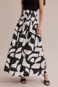 Print Pleat Basque Skirt