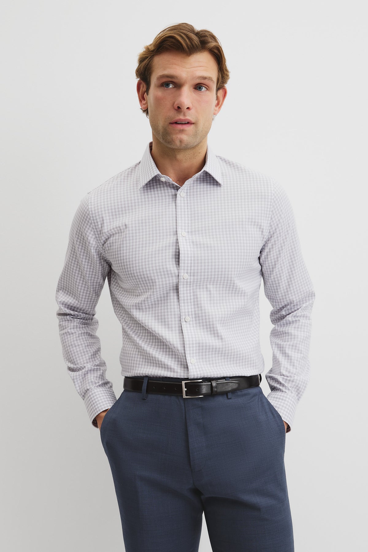 Slim Fit Gingham Travel Shirt