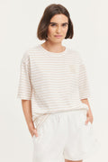 Cotton Cr Logo Stripe T-Shirt