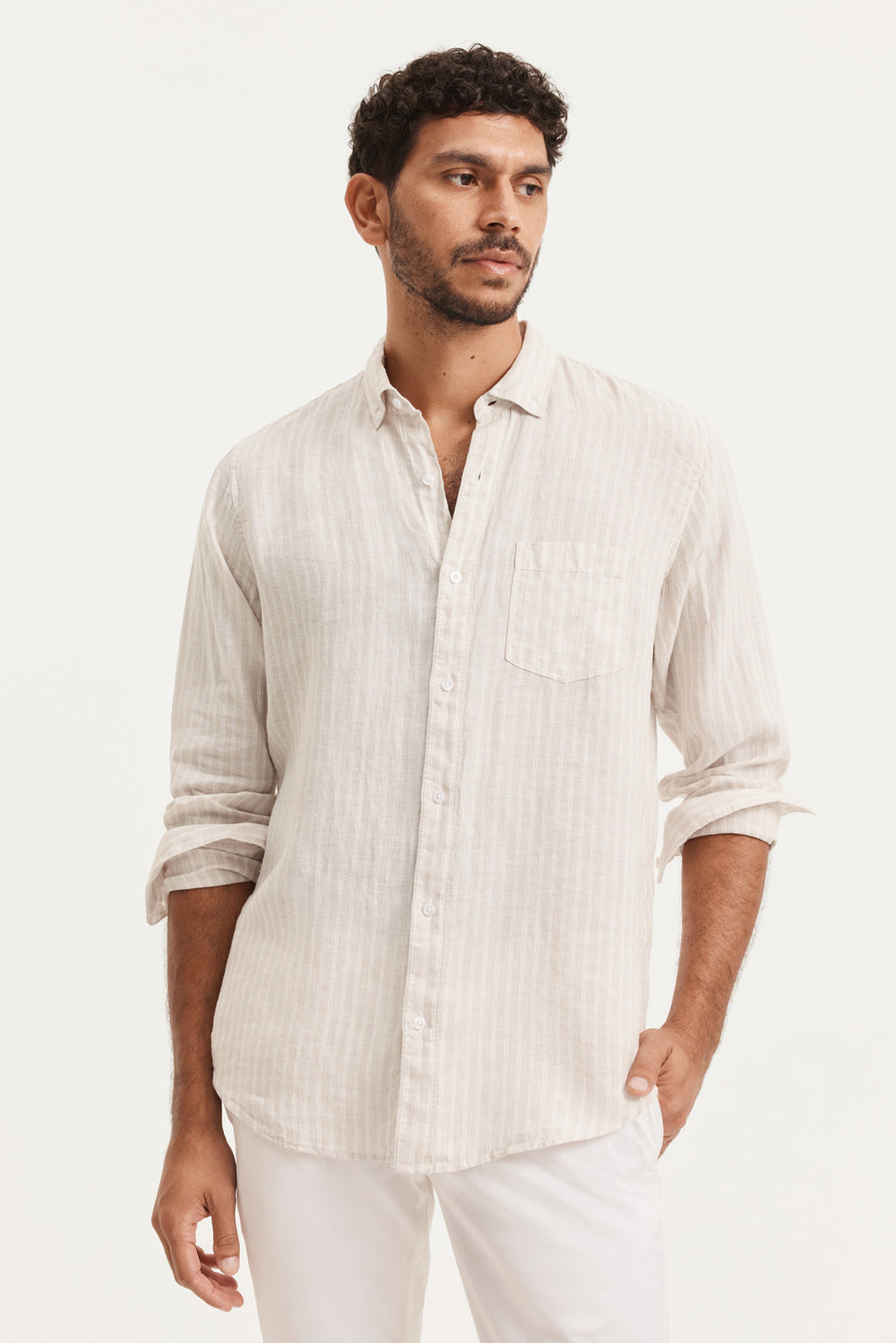 Regular Fit Linen Stripe Shirt