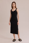 Shaped Neck Rib Dress