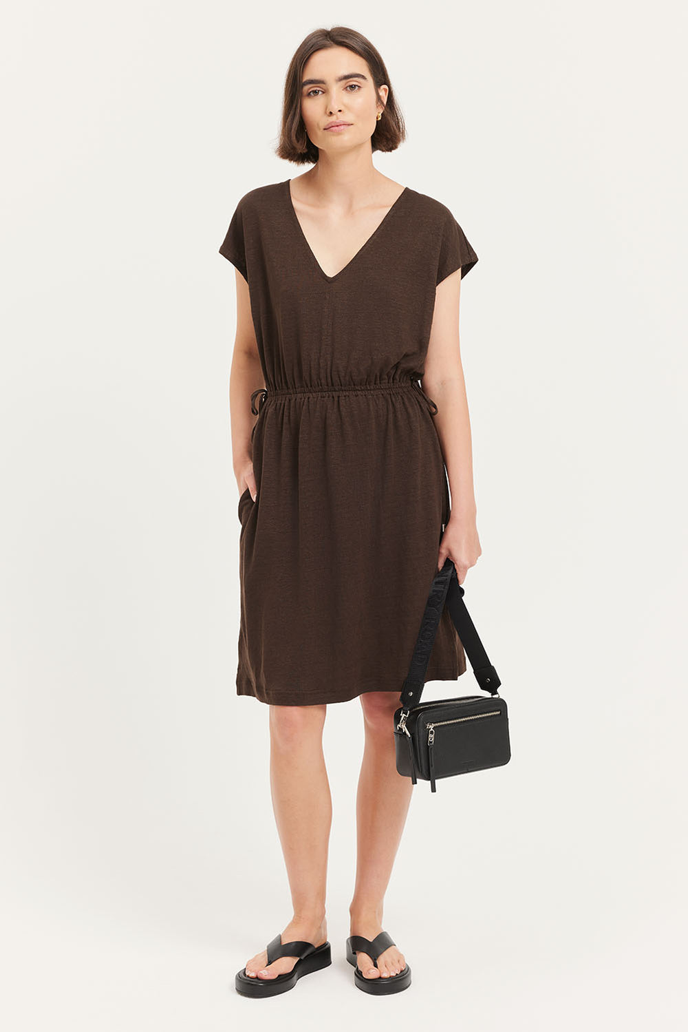 Tie Waist Linen Dress
