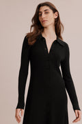 Long Sleeve Button Through Knit Dress
